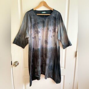 B Blue Fish Hand Dyed Tunic Size 2X Organic Cotton Made In USA